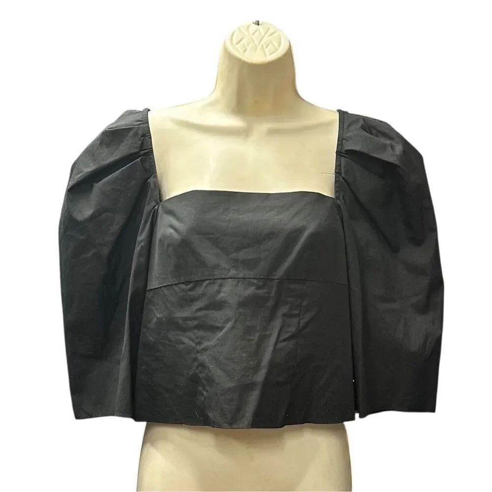 Vince Draped Square Neck Top in Black NWT Size 2